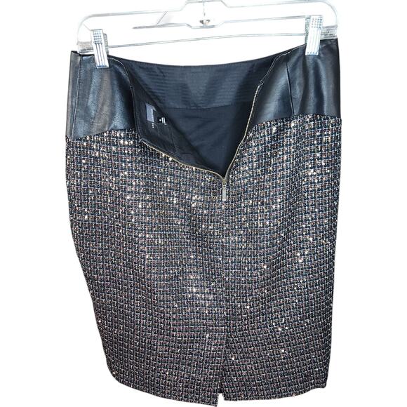 The Limited Women’s Black and Metallic Tweed Pencil Skirt Size‎ 8 Faux Leather - Picture 7 of 11